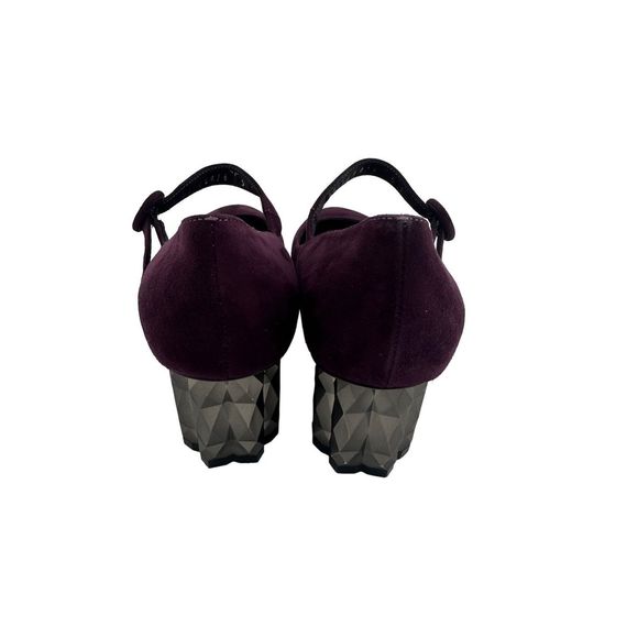 Salvatore Ferragamo Ortensia Suede Mary Jane Purple Silver Geometric Heel Sz 5C‎ - Picture 5 of 11